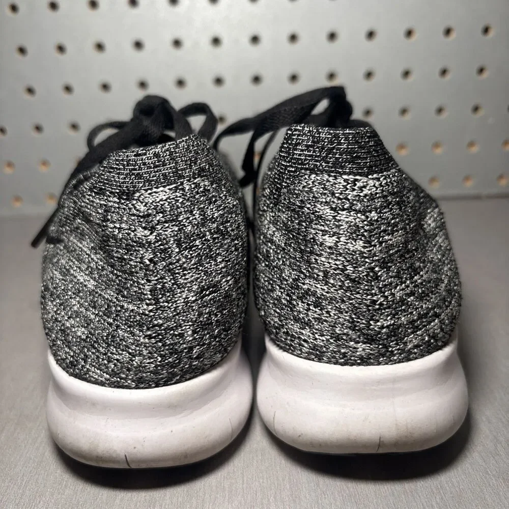 Nike Free RN Flyknit Running Shoes Mens Sz 6 Womens Sz 7.5 Black White Oreo